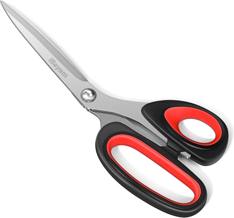 iBayam Scissors All Purpose, 9.3 Inch Scissors Heavy Duty Stainless Steel Shears for Home Household Cutting Fabric Leather, Sewing Shears, Paper Box Cutter, Package Opener, Hand Cutting Tools - Image 1